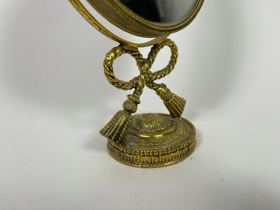 Vintage Gilt Adjustable Vanity Oval Mirror Two-Sided Magnify Mirror 7W X 12H [Photo 4]