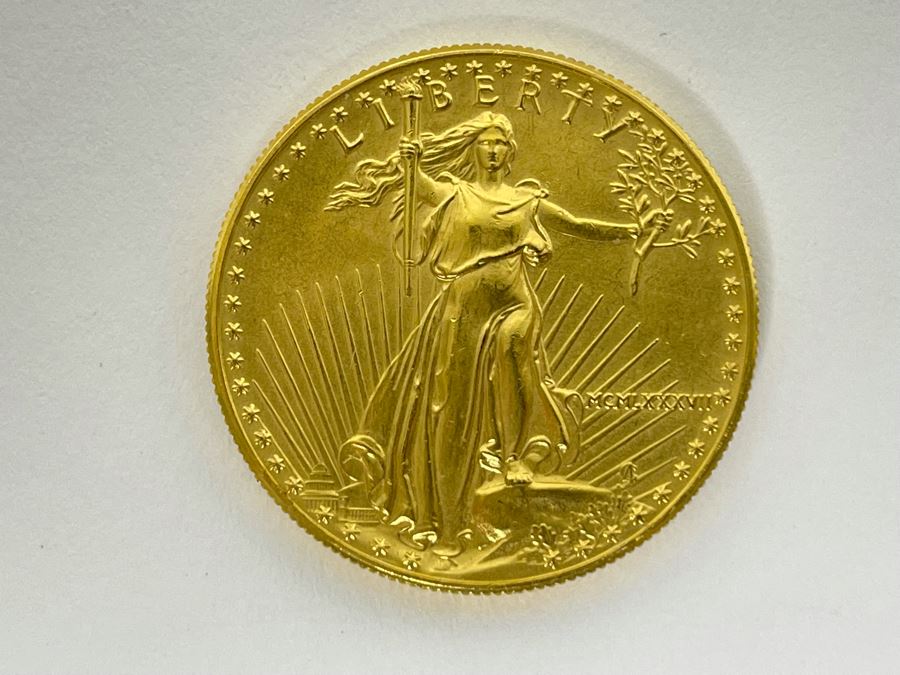 1 Oz American Gold Eagle $50 Coin MCMLXXXVII 1987 34g 1 Oz Fine Gold Coin Estimate $2,000 [Photo 3]