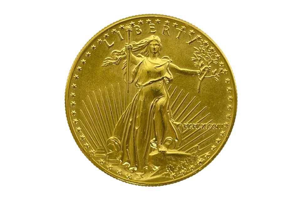 1 Oz American Gold Eagle $50 Coin MCMLXXXVII 1987 34g 1 Oz Fine Gold Coin Estimate $2,000