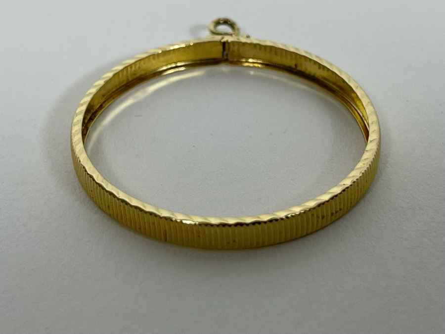 14K Gold Coin Pendant Bezel For 1 Oz American Eagle Coin With Screw Top 2g [Photo 3]