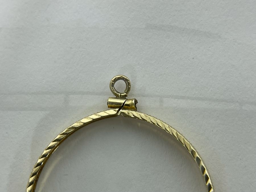 14K Gold Coin Pendant Bezel For 1 Oz American Eagle Coin With Screw Top 2g [Photo 4]