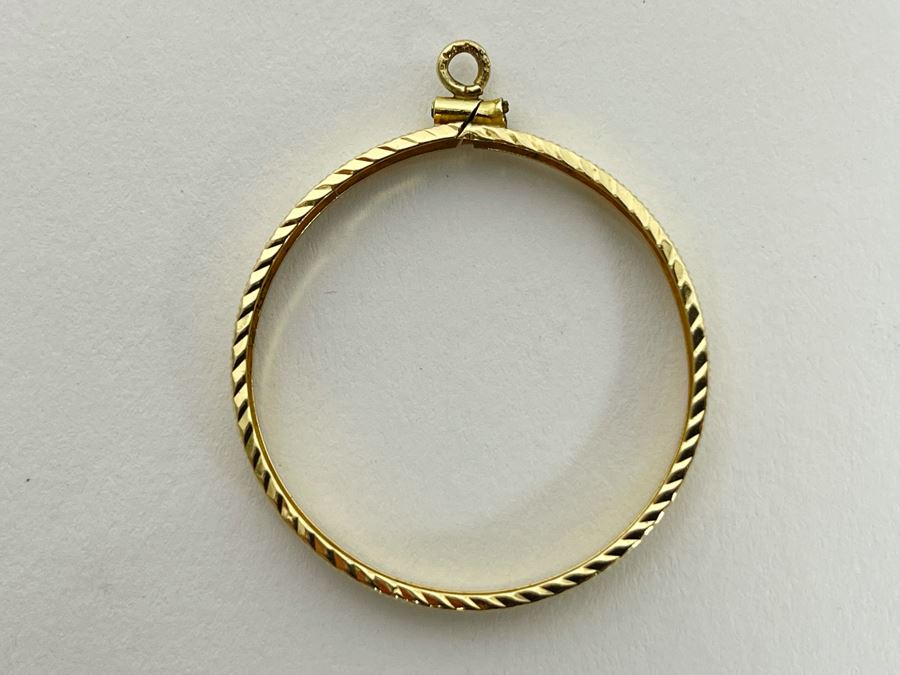 14K Gold Coin Pendant Bezel For 1 Oz American Eagle Coin With Screw Top 2g [Photo 2]