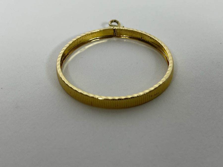 14K Gold Coin Pendant Bezel For 1 Oz American Eagle Coin With Screw Top 2g [Photo 5]