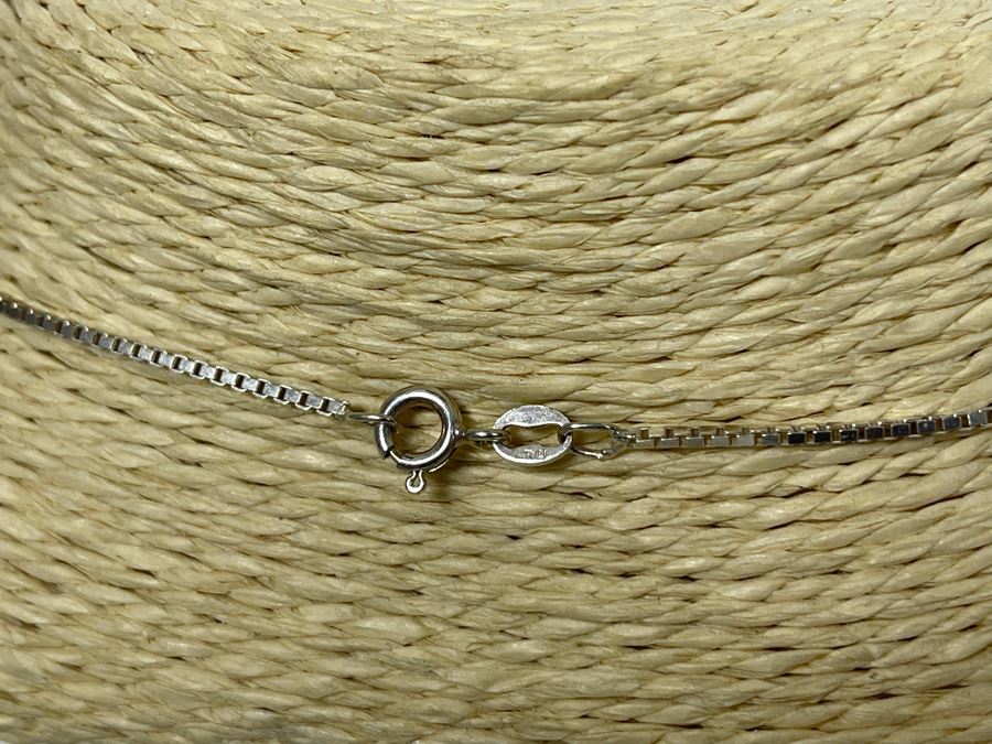 Sterling Silver Stone Pendant 20' Box Chain Necklace With Matching Earrings 7.9g [Photo 9]