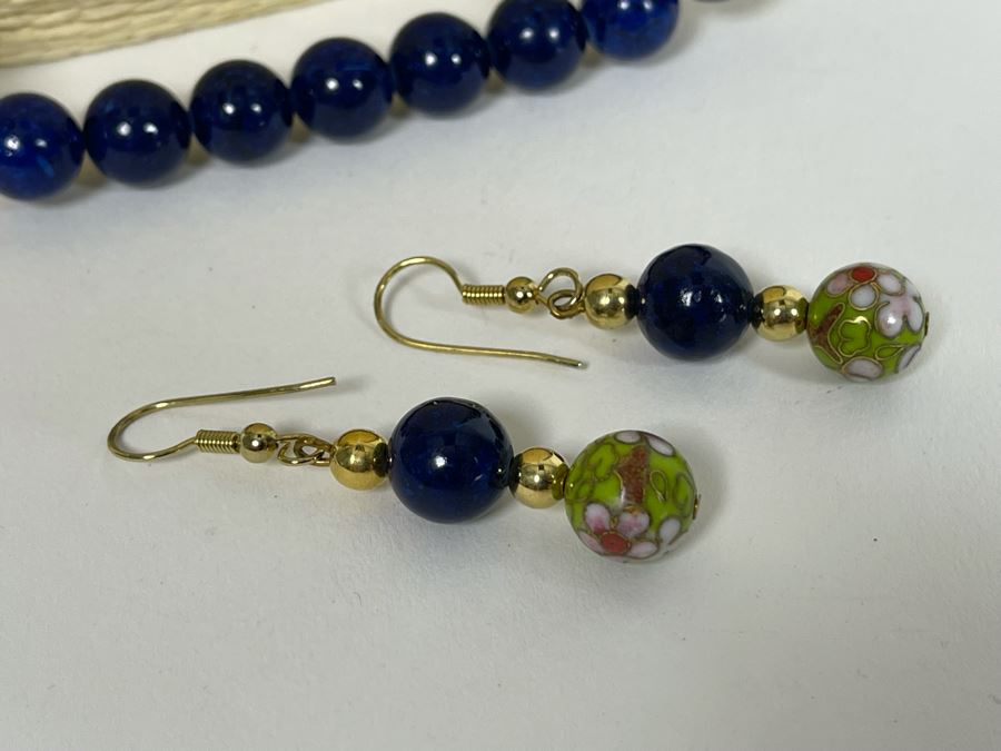 Vintage Cloisonne Bird 30' Necklace With Matching Earrings [Photo 4]