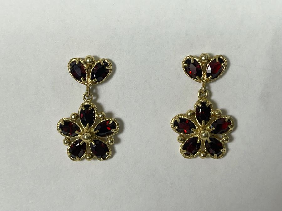 14K Gold Garnet Earrings 5.8g Retails $750 [Photo 2]