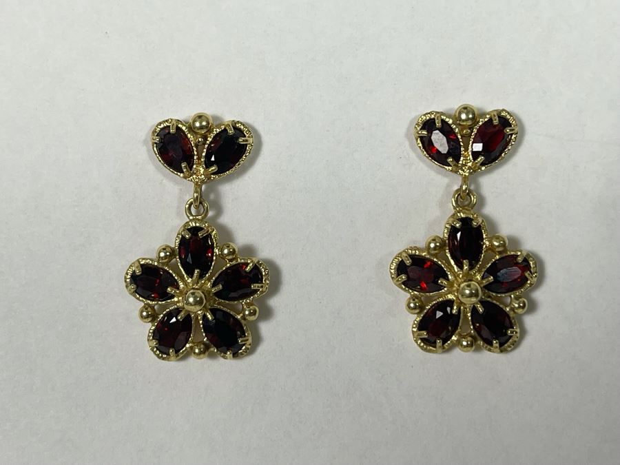 14K Gold Garnet Earrings 5.8g Retails $750 [Photo 3]
