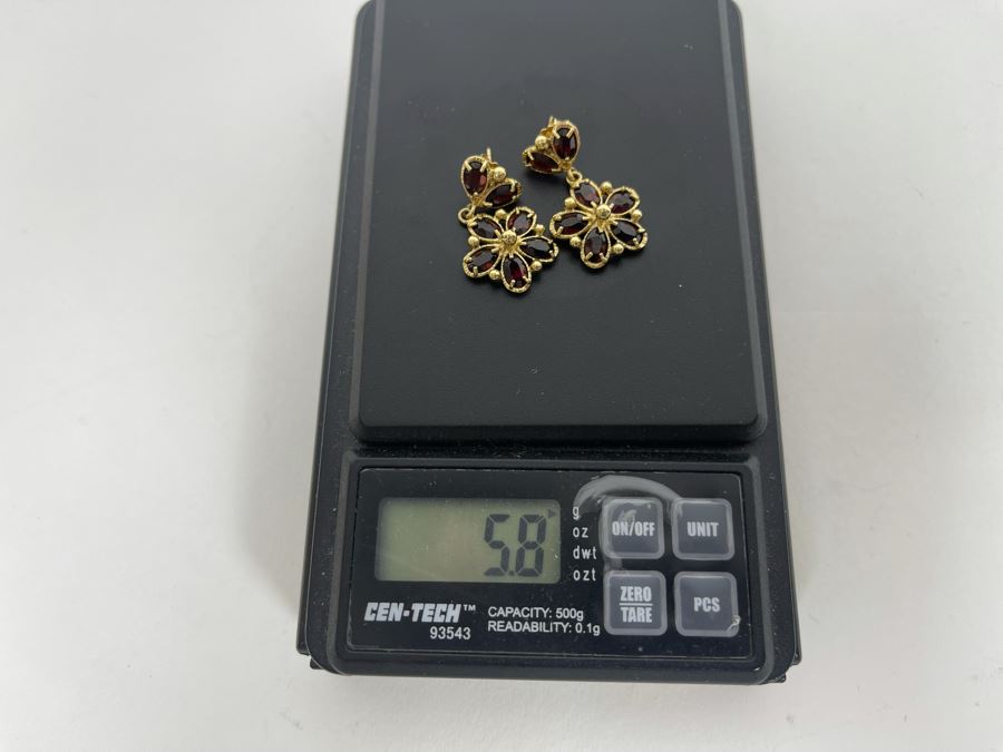 14K Gold Garnet Earrings 5.8g Retails $750 [Photo 9]