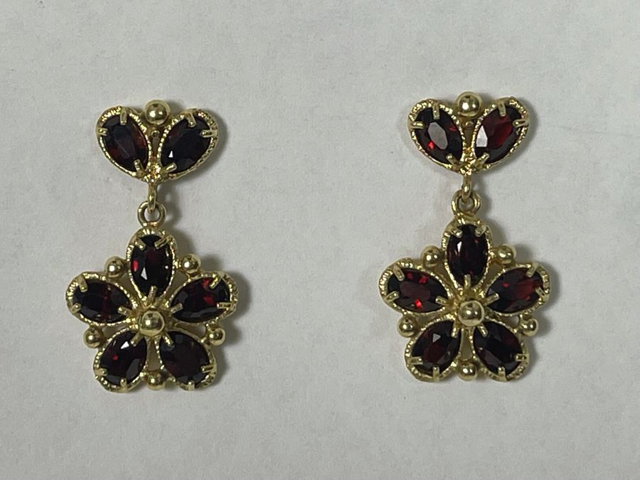 14K Gold Garnet Earrings 5.8g Retails $750 [Photo 5]