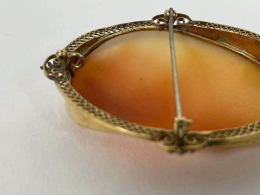 10K-14K Gold Cameo Brooch Pendant 2W X 2.25H 17.2g Retails $450 [Photo 9]