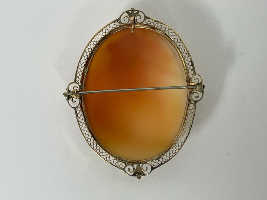 10K-14K Gold Cameo Brooch Pendant 2W X 2.25H 17.2g Retails $450 [Photo 8]