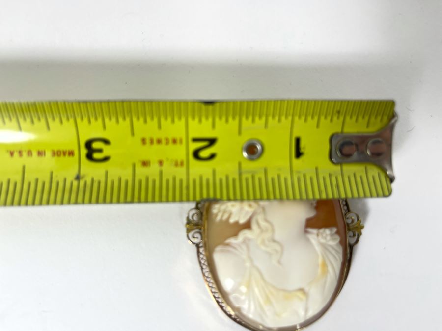 10K-14K Gold Cameo Brooch Pendant 2W X 2.25H 17.2g Retails $450 [Photo 13]