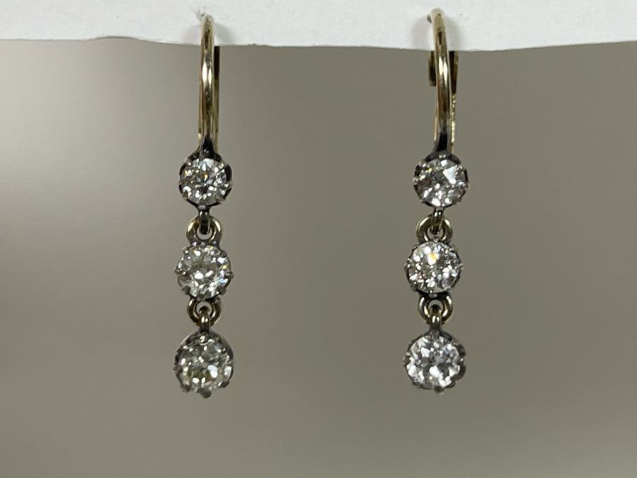 10K-14K + Silver Antique Diamond Earrings 2.2g Retails $1,200 [Photo 5]