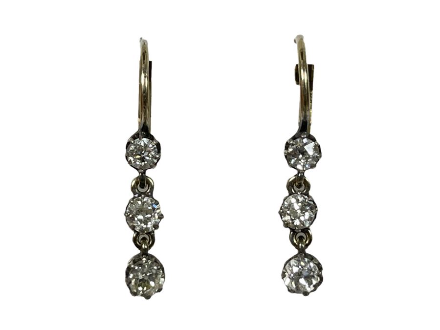 10K-14K + Silver Antique Diamond Earrings 2.2g Retails $1,200 [Photo 1]