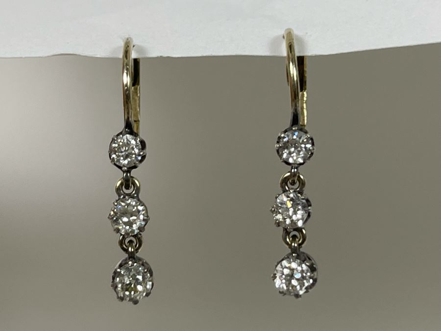 10K-14K + Silver Antique Diamond Earrings 2.2g Retails $1,200 [Photo 4]