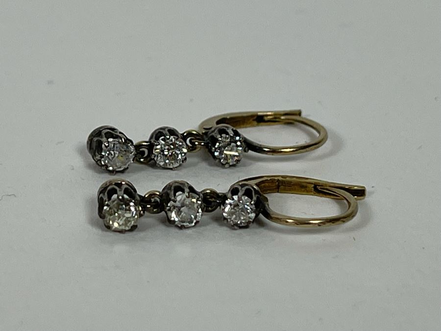 10K-14K + Silver Antique Diamond Earrings 2.2g Retails $1,200 [Photo 9]