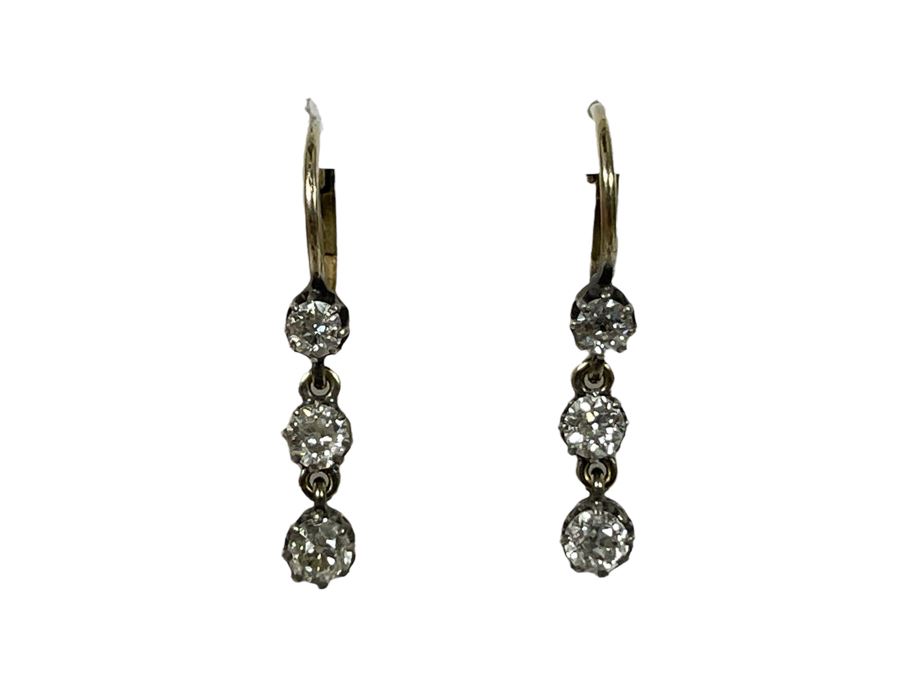 10K-14K + Silver Antique Diamond Earrings 2.2g Retails $1,200 [Photo 2]
