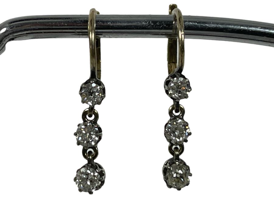 10K-14K + Silver Antique Diamond Earrings 2.2g Retails $1,200 [Photo 3]