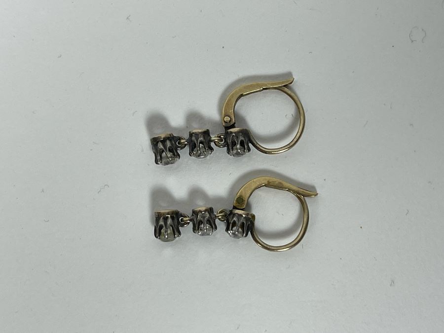 10K-14K + Silver Antique Diamond Earrings 2.2g Retails $1,200 [Photo 6]