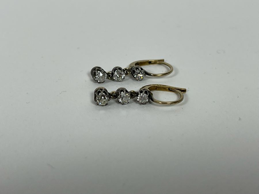 10K-14K + Silver Antique Diamond Earrings 2.2g Retails $1,200