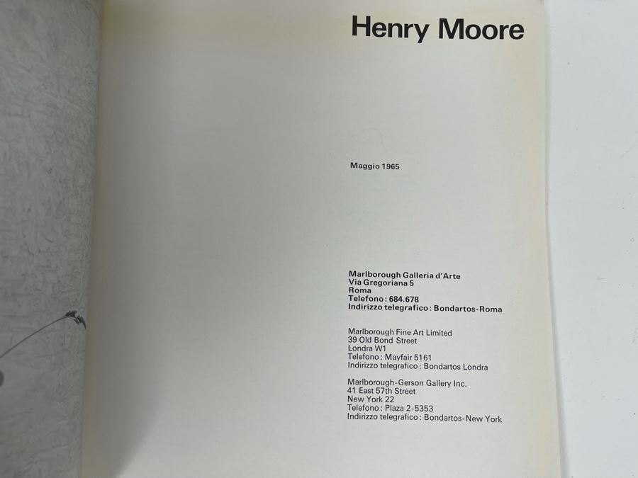 Vintage 1965 Marlborough Roma Gallery Henry Moore Auction Exhibit Catalog With Personalized Letter To Jaqueline Shlaes (Littlefield) [Photo 7]