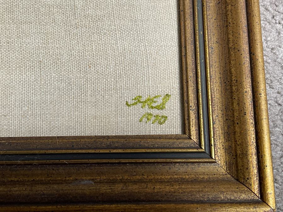 Detailed Needlepoint Still Life Artwork Framed Signed 1970 24W X 26H [Photo 8]