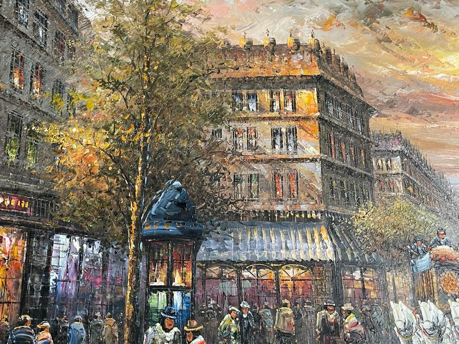 Large Framed Paris City Scene Artwork With Eifel Tower In Background Frame Measures 57.5 X 45.5 [Photo 11]