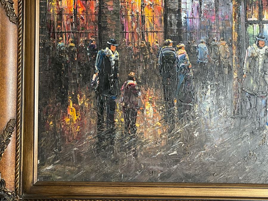 Large Framed Paris City Scene Artwork With Eifel Tower In Background Frame Measures 57.5 X 45.5 [Photo 12]