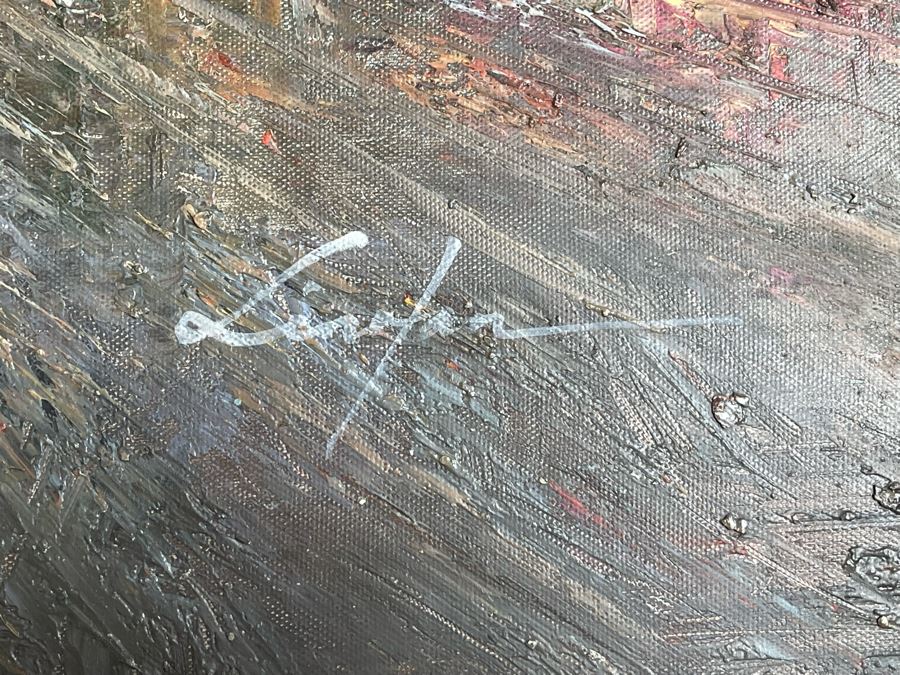 Large Framed Paris City Scene Artwork With Eifel Tower In Background Frame Measures 57.5 X 45.5 [Photo 9]