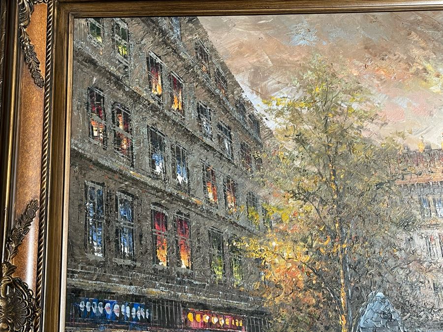 Large Framed Paris City Scene Artwork With Eifel Tower In Background Frame Measures 57.5 X 45.5 [Photo 14]