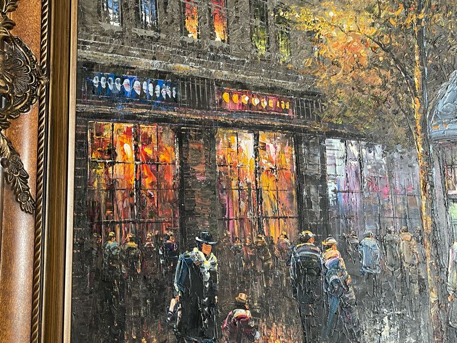 Large Framed Paris City Scene Artwork With Eifel Tower In Background Frame Measures 57.5 X 45.5 [Photo 13]