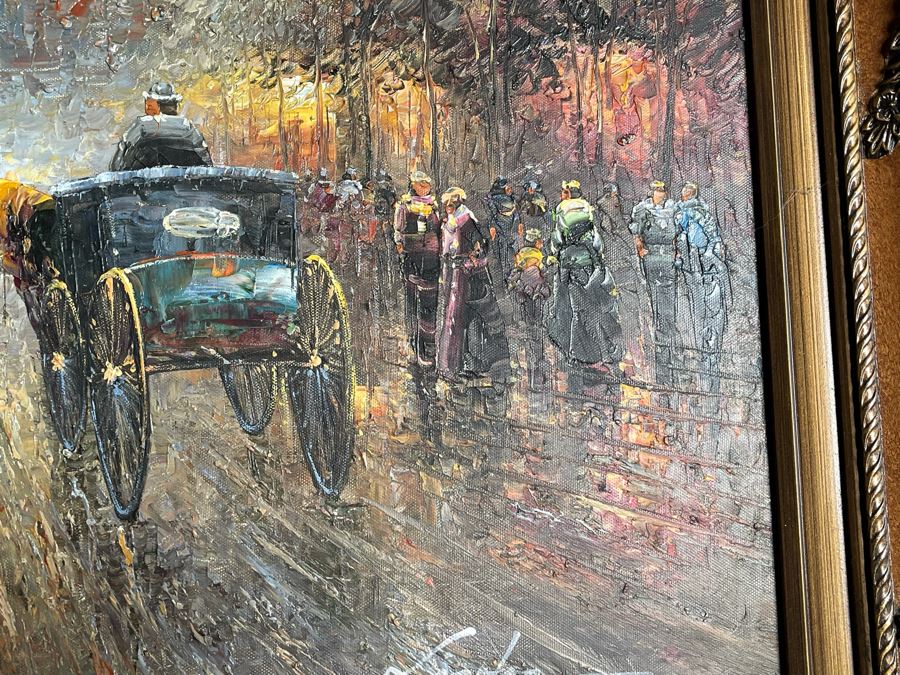 Large Framed Paris City Scene Artwork With Eifel Tower In Background Frame Measures 57.5 X 45.5 [Photo 8]