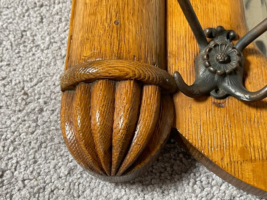 Old Oak Corona, CA Ranch Hall Mirror With Hat Hooks [Photo 7]