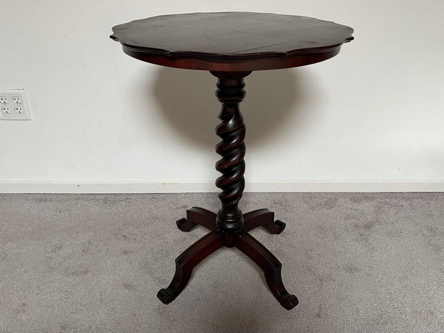 Vintage Mahogany Barley Twist Side Table 24W X 29.5H [Photo 2]