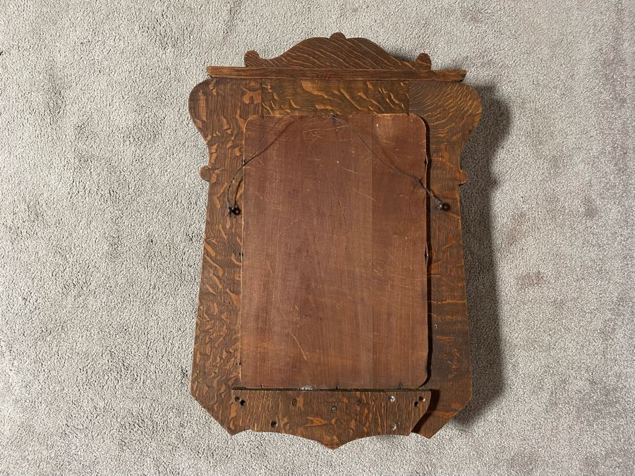 Vintage Tiger Oak Wall Mirror With Hooks 23 X 31.5 [Photo 11]