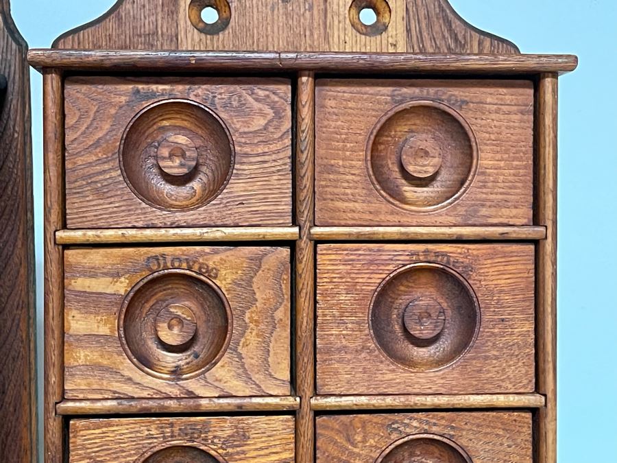 Pair Of Vintage Wooden Spice Cabinets Each 10.5W X 5D X 17H [Photo 6]