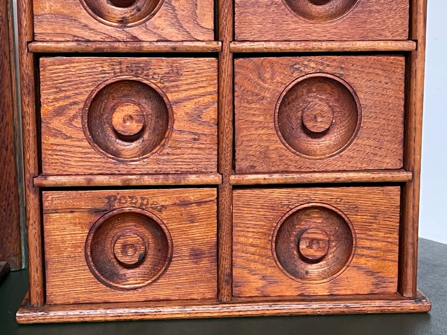Pair Of Vintage Wooden Spice Cabinets Each 10.5W X 5D X 17H [Photo 7]