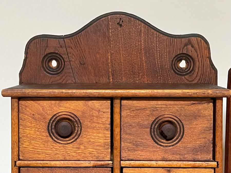 Pair Of Vintage Wooden Spice Cabinets Each 10.5W X 5D X 17H [Photo 8]