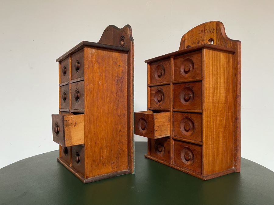 Pair Of Vintage Wooden Spice Cabinets Each 10.5W X 5D X 17H [Photo 13]