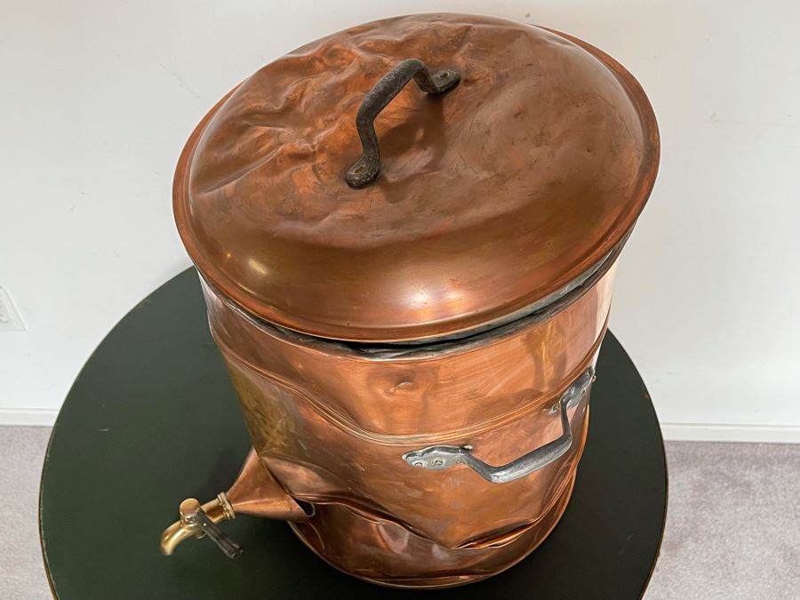 Old Large Copper Pot For Brewing / Bottling / Water Container 16W X 20H [Photo 12]