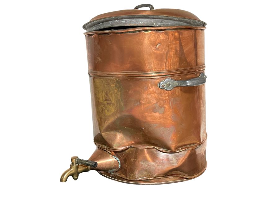 Old Large Copper Pot For Brewing / Bottling / Water Container 16W X 20H