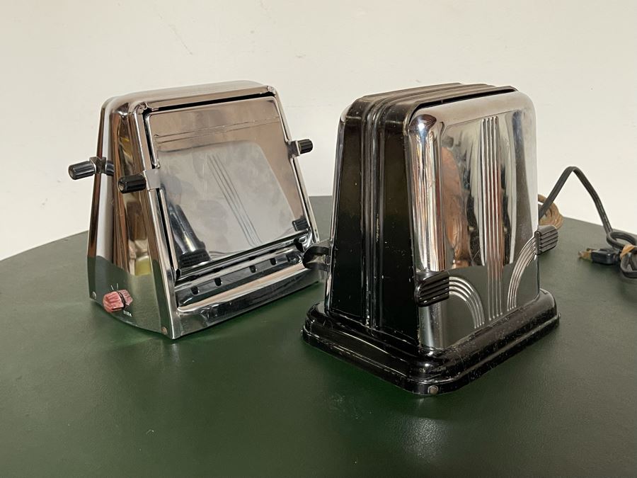 Pair Of Vintage Art Deco Chrome Westinghouse Toasters