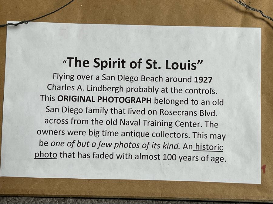 Original Vintage Photograph Of The Spirit Of St. Louis Flying Over San Diego Beach Around 1927 Framed 10.25 X 8.5 [Photo 7]