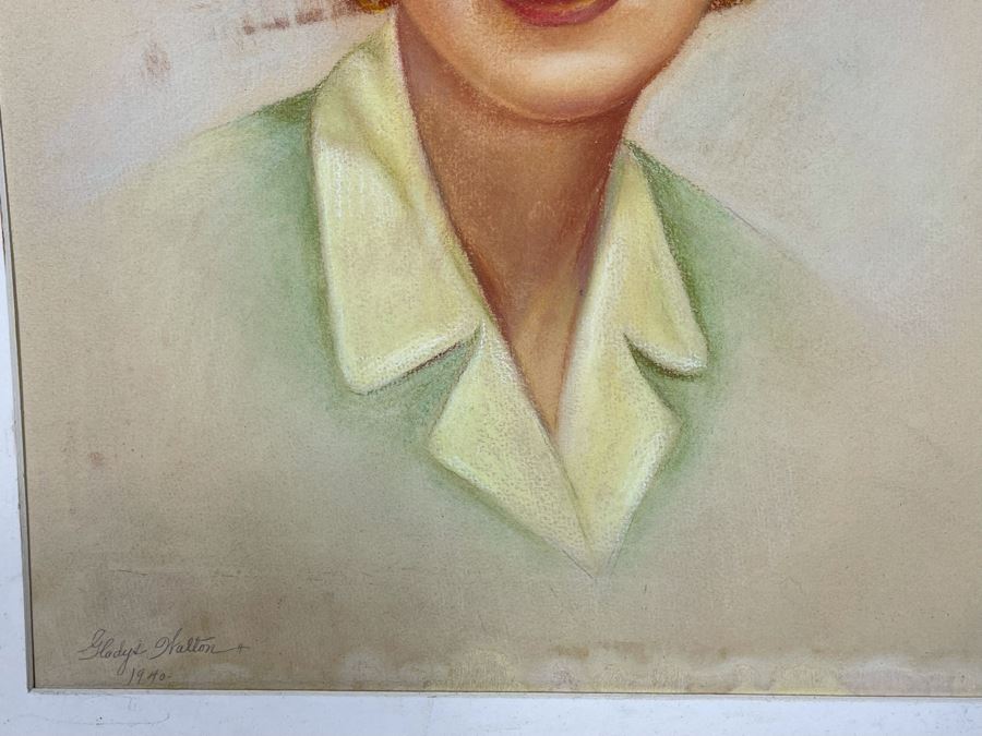 Original Vintage 1940 Pastel Drawing Of 1920s Hollywood Movie Star Silent Film Actress Gladys Walton 13.5W X 17.5H [Photo 5]