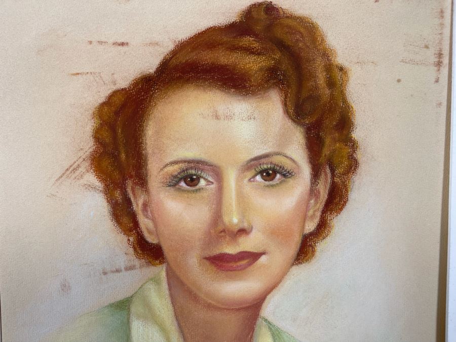Original Vintage 1940 Pastel Drawing Of 1920s Hollywood Movie Star Silent Film Actress Gladys Walton 13.5W X 17.5H [Photo 3]