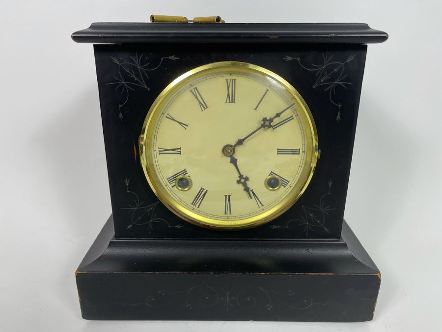 Antique Ingraham Company Mantle Clock 1885 Patent Date Working But May Need Tuning - Have Key 10.5W X 6.5D X 10.5H [Photo 2]