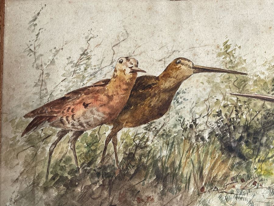 Original Watercolor Painting Of Birds In Wooden Frame 22 X 15 [Photo 5]