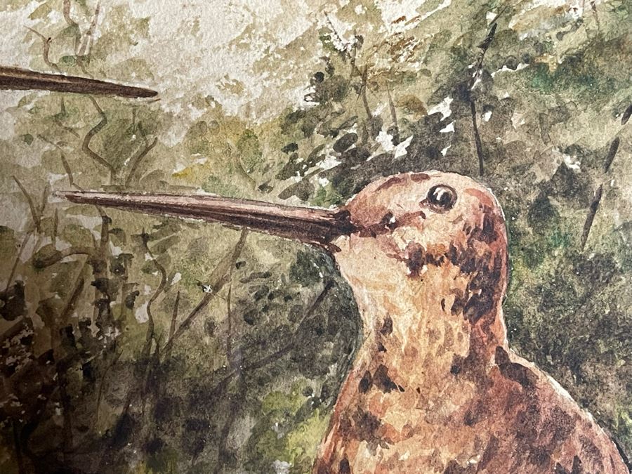 Original Watercolor Painting Of Birds In Wooden Frame 22 X 15 [Photo 7]