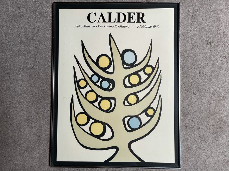 Vintage Alexander Calder Studio Marconi Italy Art Exhibition Poster From 1976 Framed 30 X 39 [Photo 2]