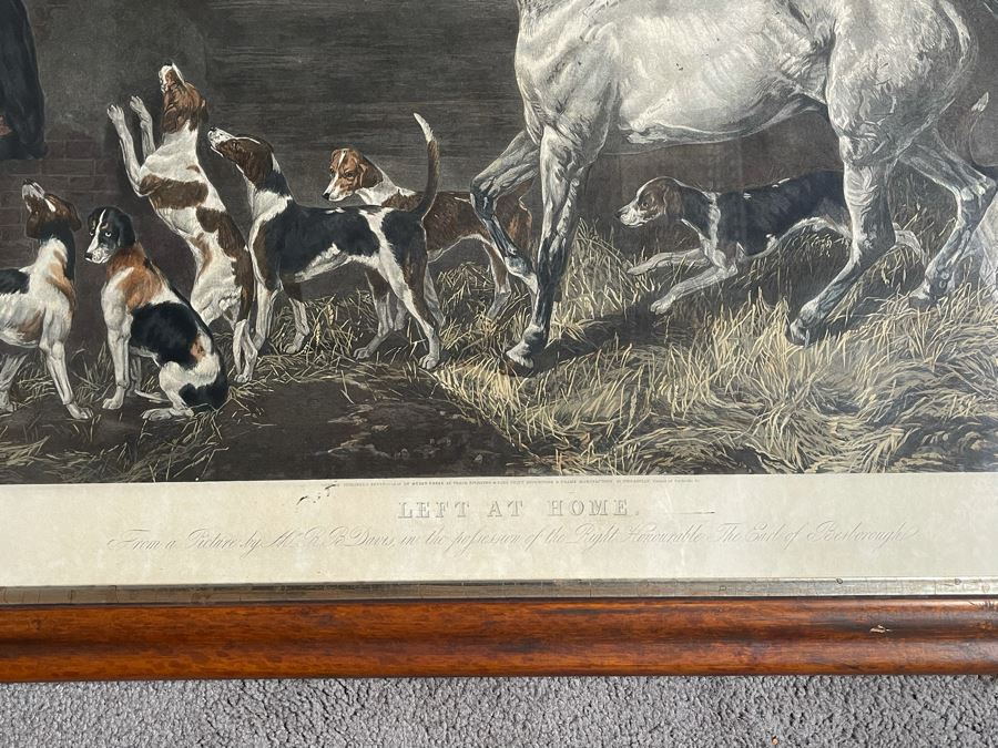 English Horse Engraving Titled Left At Home By J. Harris Painting By R. B. Davis Framed 36 X 30 [Photo 8]